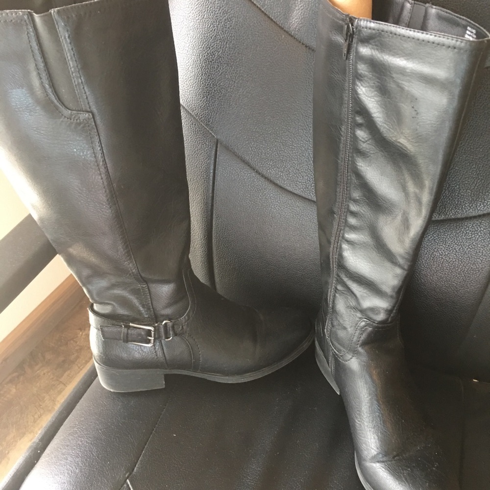Black wide calf boots